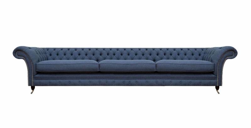 Sitz Möbel Sofa Couch Dreisitze Textil Blau Design Polstermöbel Chesterfield von JV Möbel