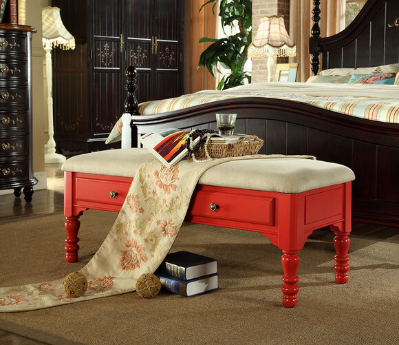 Sitz Polster Bank Polster Hocker Bank Textil Holz Stil Designer Fußhocker Neu von JV Möbel