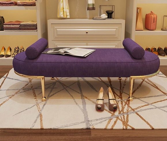 Sitz Polster Bank Polster Sitz Hocker Textil Stoff Holz Stil Design Möbel Lila Sitz Polster Bank Polster Sitz Hocker Textil Stoff Holz Stil Design Möbel Lila von JV Möbel