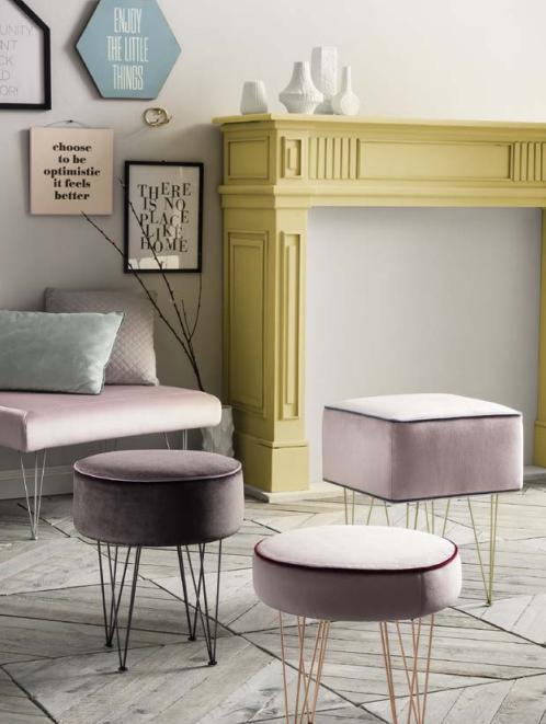 Sitzhocker 3x Hocker Pouf Puff Sitzpouf Textil Stoff Fußhocker Ottomane Italien von JV Möbel