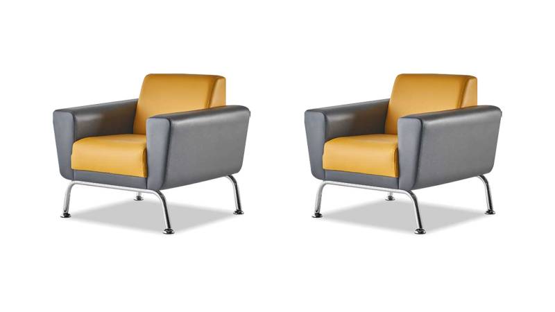 Sitzmöbel-Set Leder Lehnsessel Grau Gelb Edelstahl Sessel Modern Holz Sitzmöbel-Set Leder Lehnsessel Grau Gelb Edelstahl Sessel Modern Holz von JV Möbel