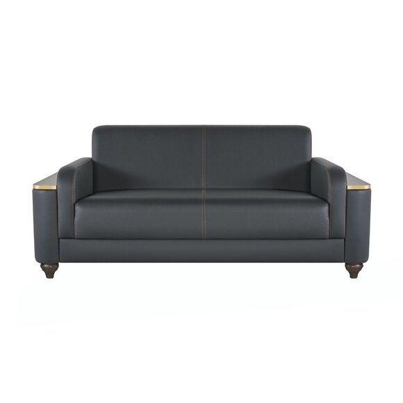 Sofa 2-Sitzer Arbeitszimmer Modern Design Schwarz Einfarbig Wohnzimmer von JV Moebel