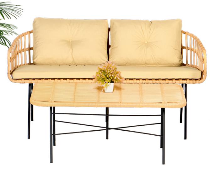 Sofa 2 Sitzer Couchtisch Garten Möbel Set Sofagarnitur Tisch Veranda Sitzgruppen von JV Möbel