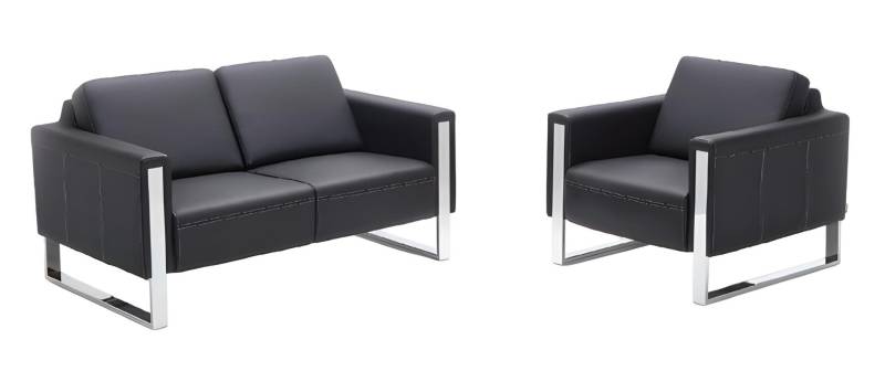 Sofa 2 Sitzer Ledersofa Couch Polster Designer Büro Office Bank Couchen Sofa von JV Möbel