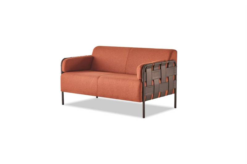 Sofa 2-Sitzer Orange Sofa Couch Modern Zweisitzig Ledersofa Textil von JV Möbel