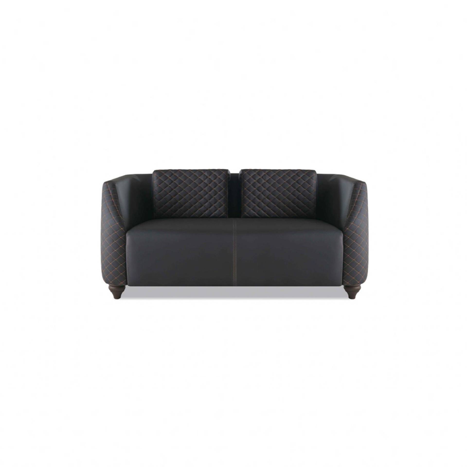 Sofa 2-Sitzer Polster Modern Ledersofa Schwarz Mit Kissen Polster Holz von JV Möbel