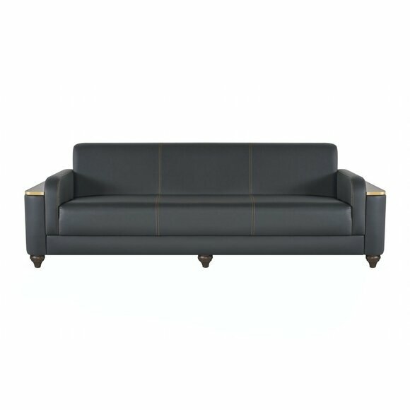 Sofa 3-Sitzer Arbeitszimmer Modern Design Stil Schwarz Einfarbig Farbe von JV Moebel