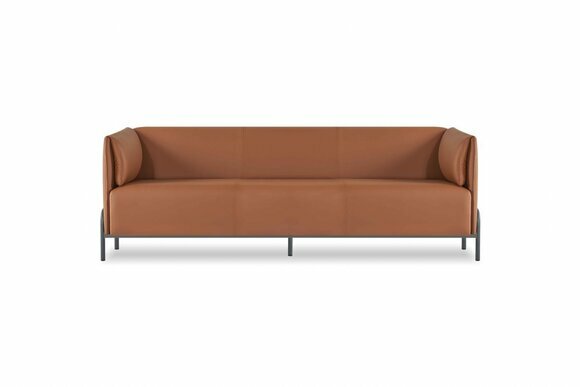 Sofa 3-Sitzer Braun Einfabig Arbeitszimmer Wohnzimmer mit Kissen Modern von JV Moebel