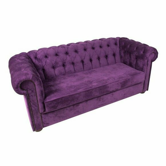Sofa 3 Sitzer Chesterfield Couch Schlafsofa Bettfunktion Couchen Sofas Stoff von JV Möbel