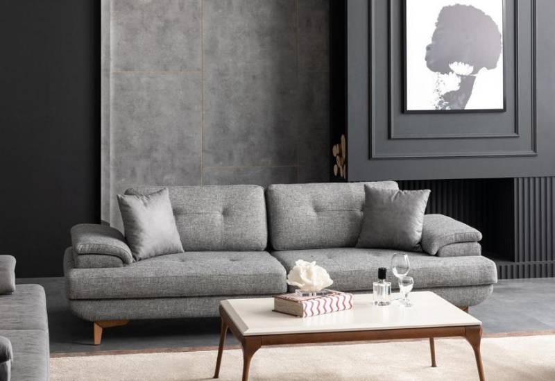 Sofa 3 Sitzer Couch Stoffsofa Sitzcouch Sitzmöbel Polstersofa Mit Kissen von JV Möbel