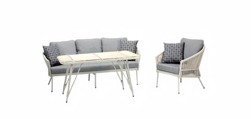 Sofa 3 Sitzer Grau Sessel Couchtisch Sitzmöbel Hochwertig Möbel Garten Terrasse von JV Möbel
