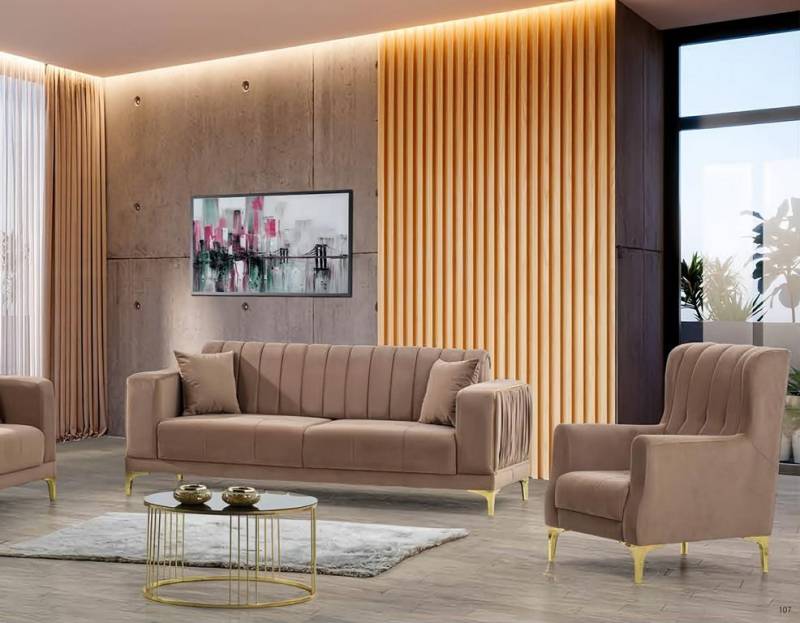 Sofa 3-Sitzer Wohnzimmer-Set Relaxgarnitur Couch Komplettsofa Lounge-Garnitur von JV Möbel