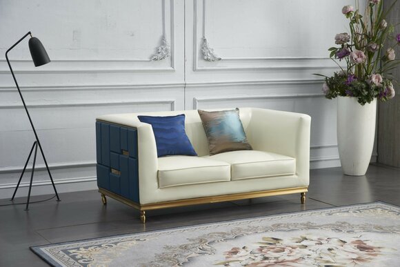 Sofa Couch Design Polster Modern Grau Kunstleder Sofas 2 Sitzer Zweisitzer von JV Möbel