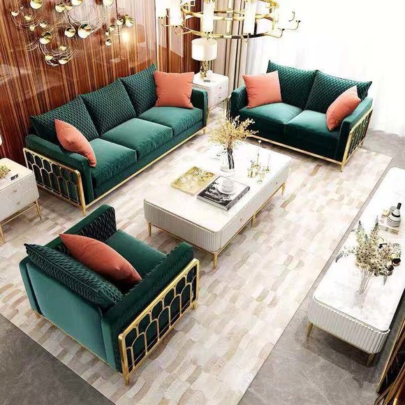 Sofa Couch Polster 3+2+2 Sitz Set Garnitur Wohn Zimmer Samt Leder Sofas von JV Möbel
