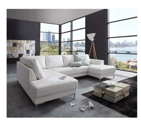 Sofa Couch Polster Garnitur Wohnlandschaft Design Ecksofa Leder U Form von JV Möbel