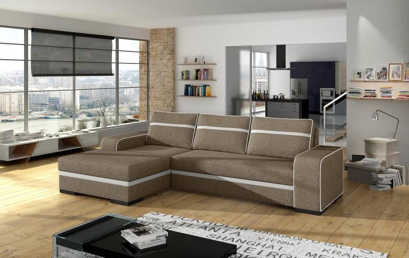 Sofa Schlafsofa Designer Sofa mit Bettfunktion + Bettkasten Ecksofa Couch NEU von JV Möbel