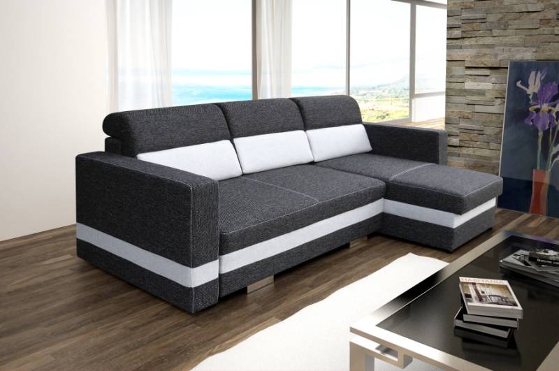 Sofa Schlafsofa Designer Sofa mit Bettfunktion + Bettkasten Ecksofa Couch NEU von JV Möbel