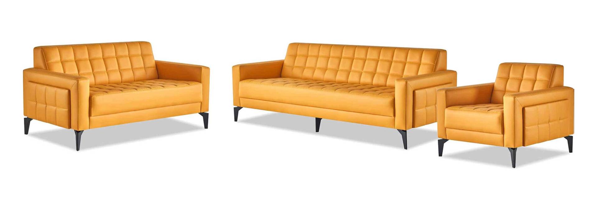 Sofa-Set Ledersofas Modern Gelb Chesterfield 3-Sitzer 2-Sitzer Sessel Sofa-Set Ledersofas Modern Gelb Chesterfield 3-Sitzer 2-Sitzer Sessel von JV Möbel