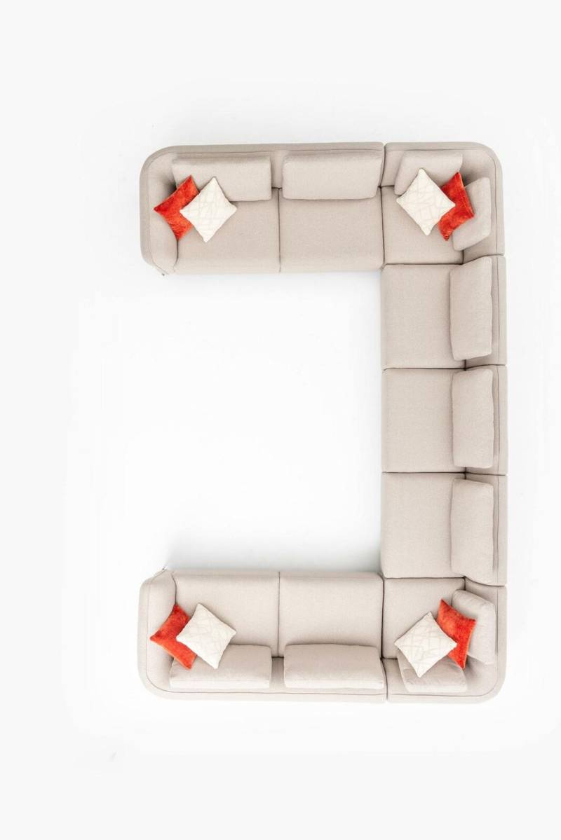 Sofa U- Form Luxus Wohnzimmer Ecksofa Beige Polstersofa Design Modern Stil von JV Möbel