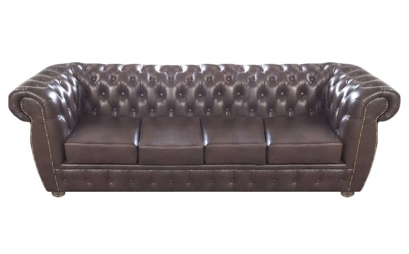 Sofa Viersitzer Braun Ledersofa Polstermöbel Luxus Einrichtung Chesterfield von JV Möbel