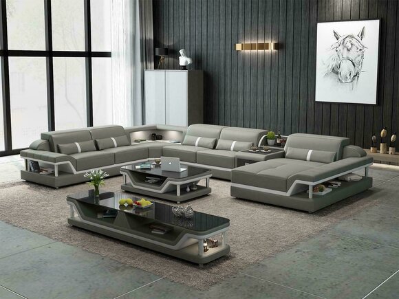 Sofa mit USB Designer Wohnlandschaft U-Form Couch Ecksofa Polster Garnitur Neu Sofa mit USB Designer Wohnlandschaft U-Form Couch Ecksofa Polster Garnitur Neu von JV Möbel