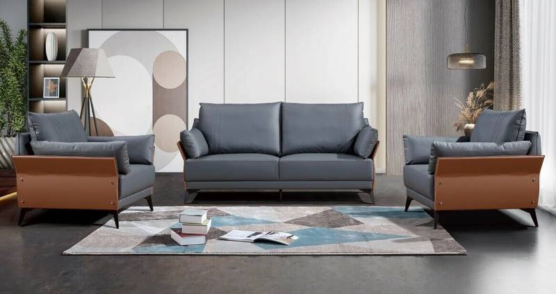 Sofagarnitur 3+1+1 Sitzer Sofas Couch Polster Garnitur Möbel Couchen Leder Büro von JV Möbel