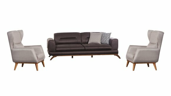 Sofagarnitur 3+1+1 Sitzer Wohnzimmer Set Komplett Textil Sofa Sessel Sofagarnitur 3+1+1 Sitzer Wohnzimmer Set Komplett Textil Sofa Sessel von JV Moebel