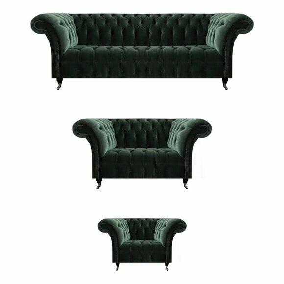 Sofagarnitur 3tlg Polstermöbel Dreisitzer mit Zweisitzer Sofas Chesterfield von JV Moebel