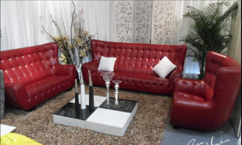 Sofagarnitur Chesterfield Sessel Sofa Set 3 tlg Ledersofa Rot Modern von JV Möbel