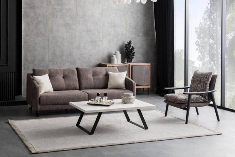 Sofagarnitur Couchgarnitur Sofa 3 Sitzer Sessel Abnehmbares Sitzkissen 2tlg von JV Möbel