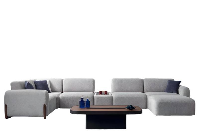 Sofagarnitur Ecksofa L-Form Couchtisch Pouffe Sofa Sofas Set Modern Stil von JV Möbel
