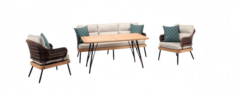 Sofagarnitur Outdoor Sitzgruppe Lounge Set Möbel Polyrattan Garten Möbel 4tlg von JV Möbel