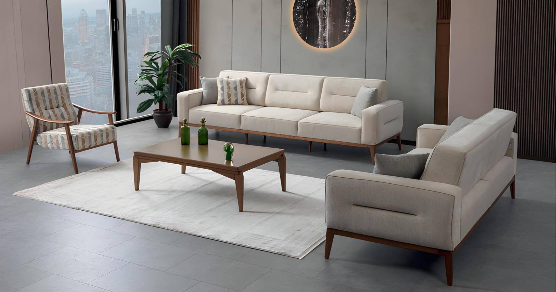 Sofagarnitur Stoffsofa Beige 4+3+1 Sitzer Sofa Couch Schlafsofa Klappfunktion Sofagarnitur Stoffsofa Beige 4+3+1 Sitzer Sofa Couch Schlafsofa Klappfunktion von JV Möbel