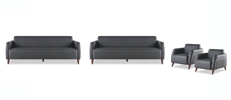 Sofagarnituren Schwarz 3-Sitzer 2-Sitzer Sessel Einfarbig Leder Set Sofas von JV Möbel