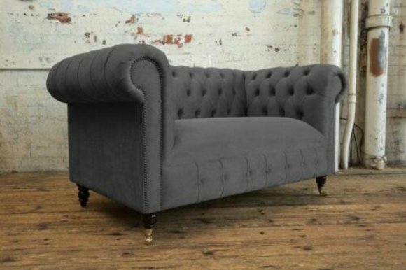 Sofas 2 Sitzer Couch Polster Sofa Stoff Chesterfield Couchen Garnitur von JV Möbel