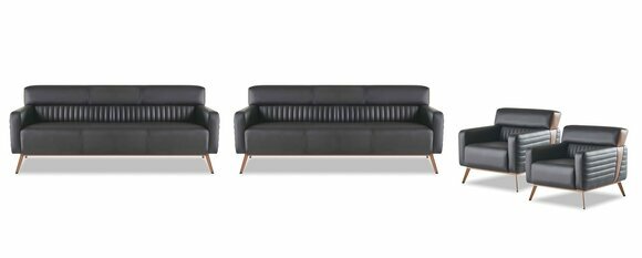 Sofas 3-Sitzer Sessel Arbetiszimmer-Set 4tlg Schwarz Modern Einfarbig Sofas 3-Sitzer Sessel Arbetiszimmer-Set 4tlg Schwarz Modern Einfarbig von JV Moebel