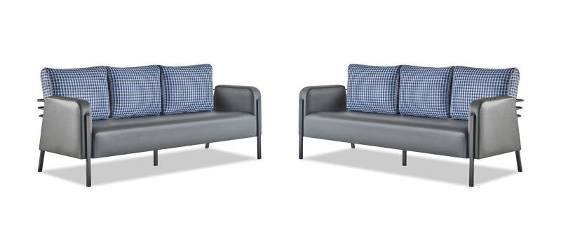 Sofas Grau Blau Sofas Kissen Sofa-Set Kissen 3-Sitzer Modern Polster von JV Möbel