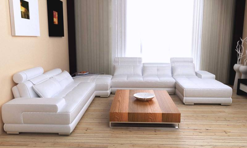Sofas Wohnlandschaft Design Ecksofa Leder Neu U Form Sofa Couch Polster Garnitur von JV Moebel