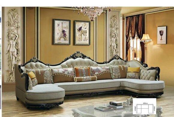 Sofas Wohnlandschaft Ecksofa Sofa Polster Couch Holz Textil Couchen von JV Möbel