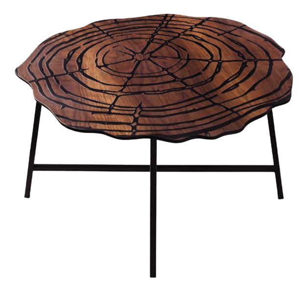 Sofatisch Beistelltisch Couchtisch Rund Holz Edelstahl Original Braun von JV Möbel