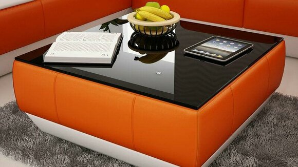 Sofatisch Design Tisch Wonzimmer Glas Leder Couch Beistell Sofa Kaffee von JV Möbel