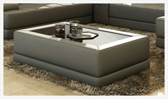 Sofatisch Glas Design Kaffee Tisch Wonzimmer Leder Couch Beistell Sofa von JV Möbel