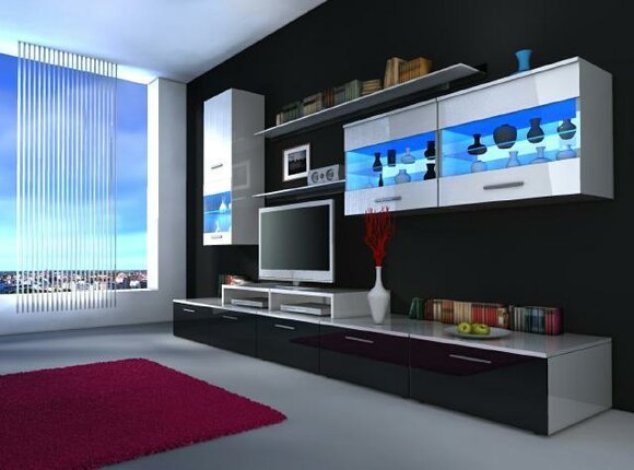 Sofortlieferbar Hochglanz Wohnwand Wohnzimmer Sideboard Vitrine Anbauwand Neu! Sofortlieferbar Hochglanz Wohnwand Wohnzimmer Sideboard Vitrine Anbauwand Neu! von JV Möbel