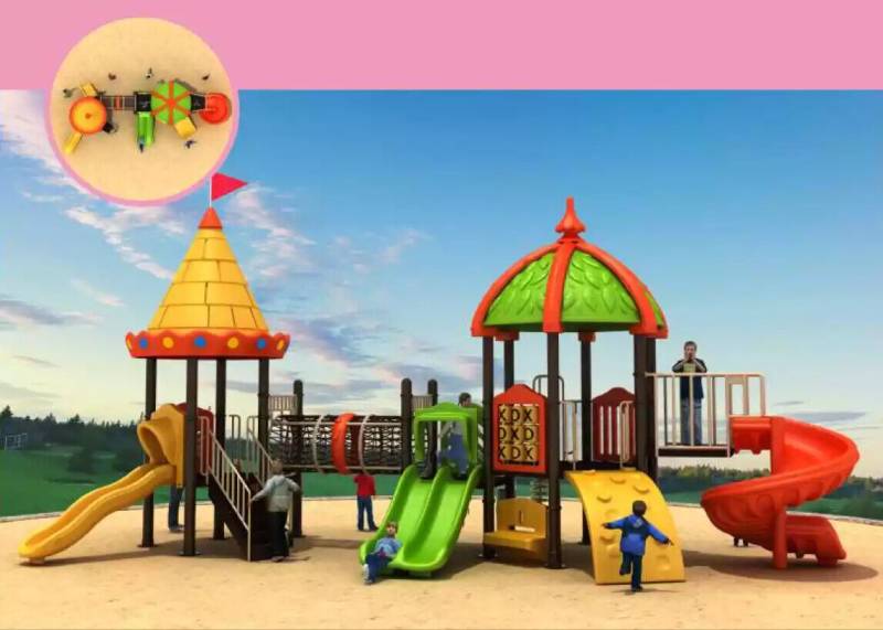 Spielplatz Spielhaus Toys Outdoor Bunter Kinderanimation mit Rutschen von JV Möbel