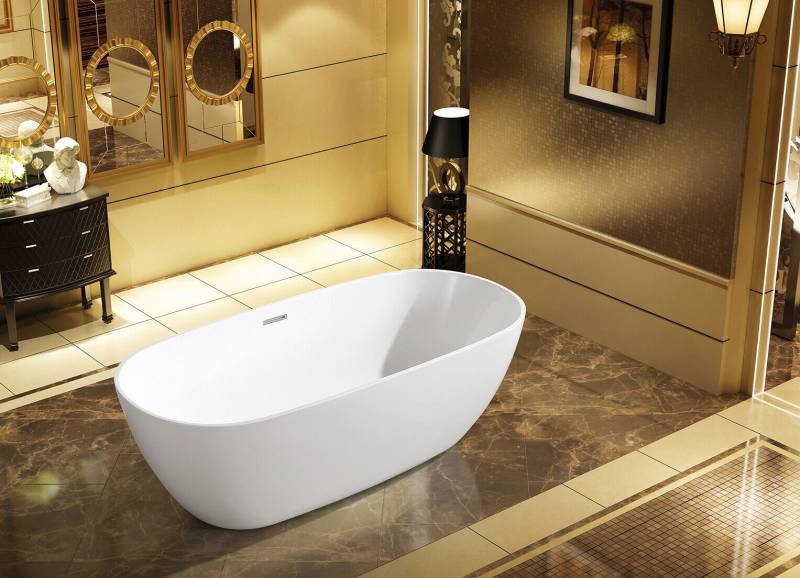Standbadewanne Badezimmer Acryl Badewanne Wanne Freistehende Weiß von JV Möbel