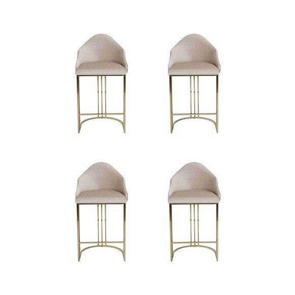 Stilvoll Esstisch 4x Stühle Beige Lehnstuhl Möbel Einrichtung Sitzpolster Stühle von JV Moebel