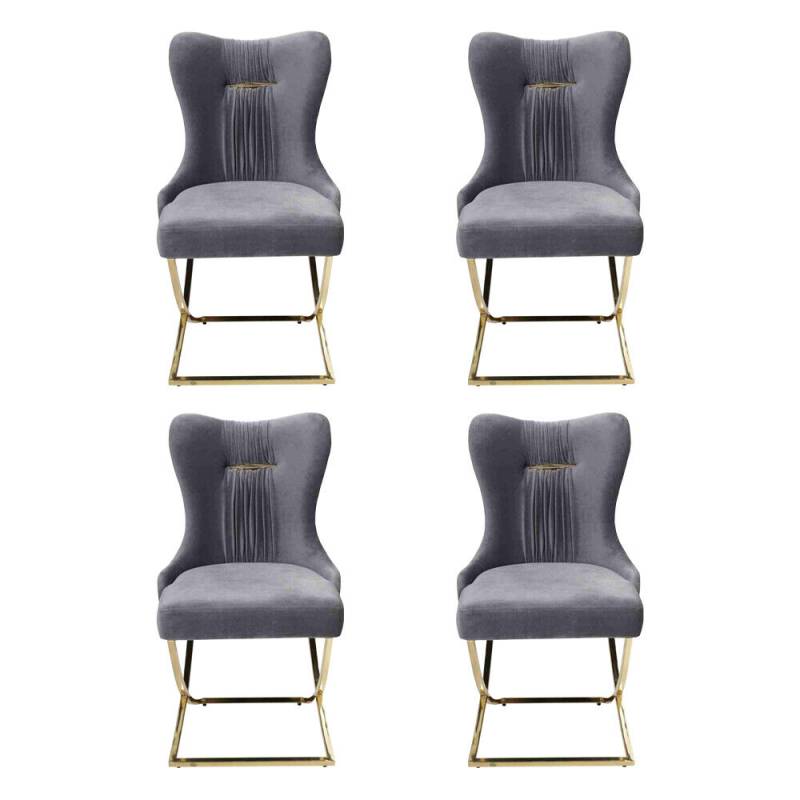 Stilvoll Esszimmer 4x Stühle Luxus Sessel Stuhl grau Sessel Wohnzimmer Möbel neu von JV Möbel