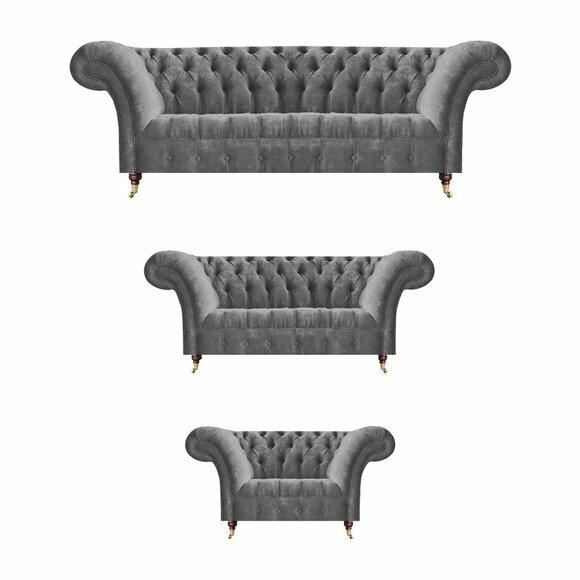 Stilvolle Chesterfield Garnitur Graue Sofas Designer Sessel Luxus Möbel Stilvolle Chesterfield Garnitur Graue Sofas Designer Sessel Luxus Möbel von JV Moebel
