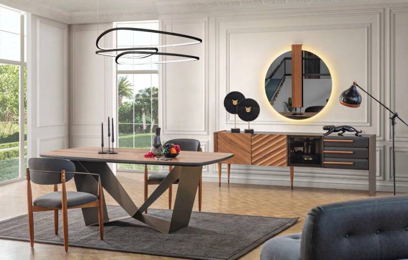 Stilvolle Esszimmer Garnitur Designer Esstisch 4x Polsterstühle Anrichte von JV Möbel