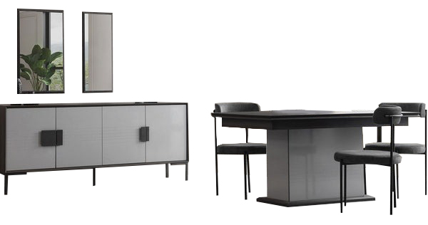 Stilvolle Esszimmer Garnitur Esstisch 4x Polsterstühle Anrichte Spiegel Stilvolle Esszimmer Garnitur Esstisch 4x Polsterstühle Anrichte Spiegel von JV Möbel